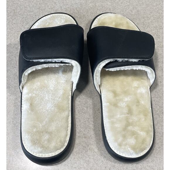 New-I-Slides Men’s Size 11 Black Sherpa Lined Sandals Faux Fur Comfort Slides main image 6